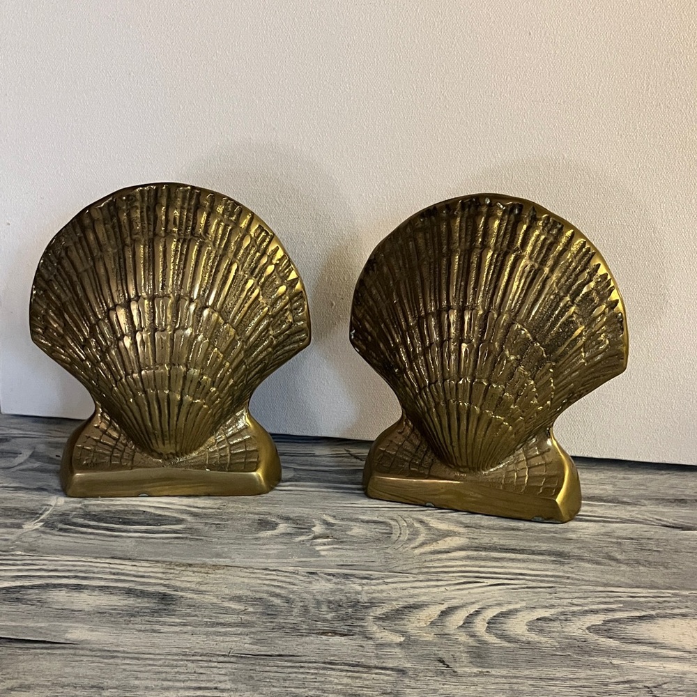 Vintage solid brass bookends